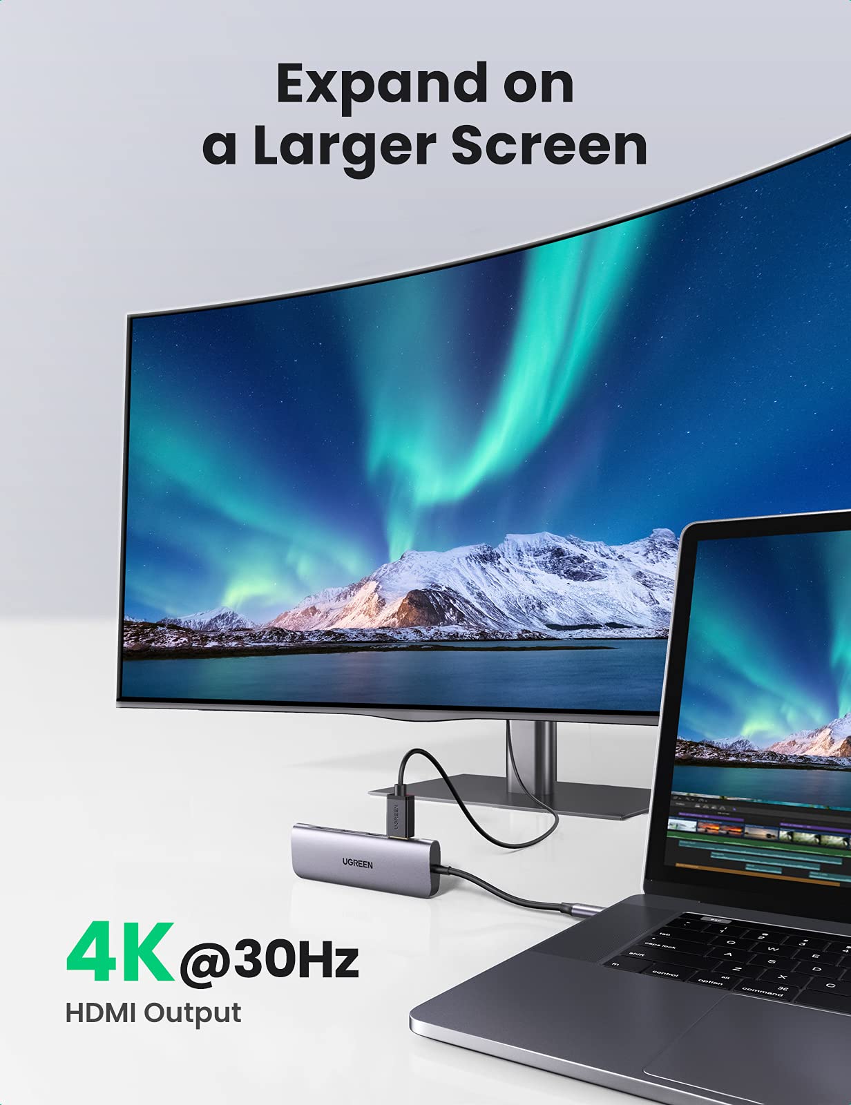 Adaptador USB C UGREEN 6 en 1 Plata Compatible con iPad Macbook iMac XPS iPhone