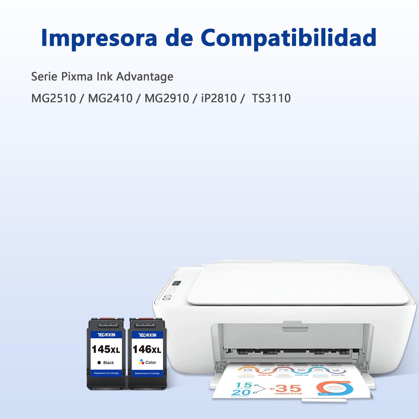 Cartucho de Tinta TECKKIN Negro y Color Compatible con Canon Pixma TS3110 IP2810 MG2410 MG2510 MG2910