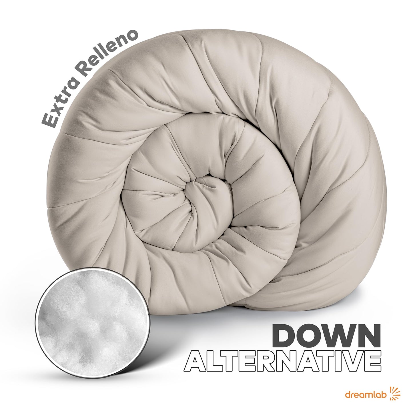 Edredón Dreamlab Beige con Relleno de Microfibras para Toda Estación, Sobredimensionado King