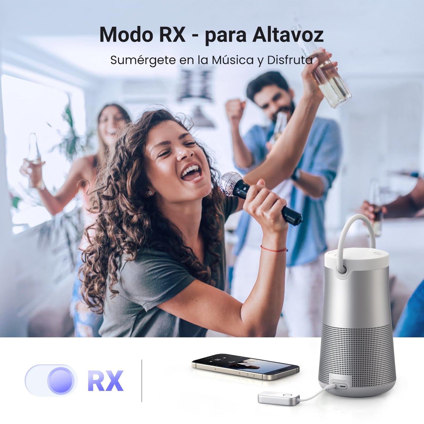 Adaptador Bluetooth UGREEN Negro Receptor Transmisor para 2 Airpods o Auriculares en Vuelo y TV