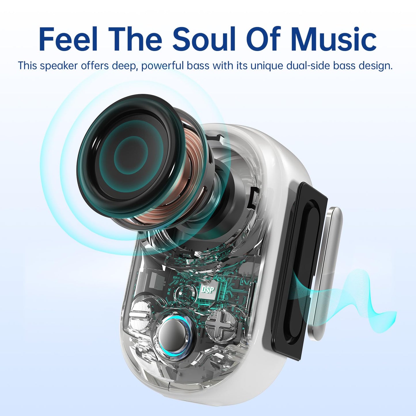 Divoom Itour-S Mini Altavoz portátil Bluetooth portátil, Audio Grande y Graves impactantes, diseño de Clip, IP67 Impermeable y a Prueba de Polvo, 10 Horas de Tiempo de Juego, Altavoz para Viajes en