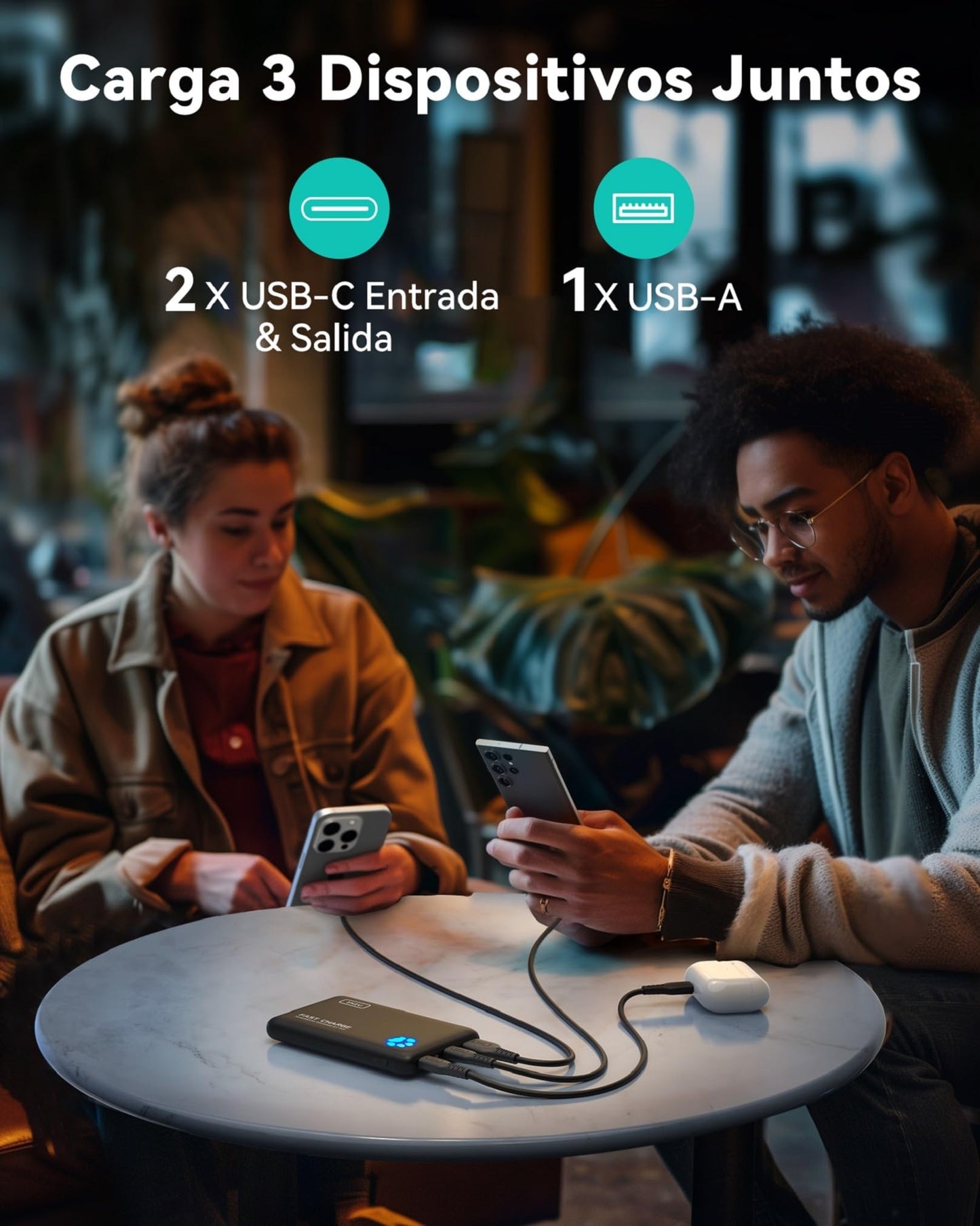 INIU Power Bank, Slimmest 22,5W PD de Alta Velocidad 10000mAh Bateria Externa, USB C Input & Output Bateria Portatil con Linterna para iPhone 16 15 14 13 12 11 X Pro Samsung S22 S21 S20 iPad Airpods