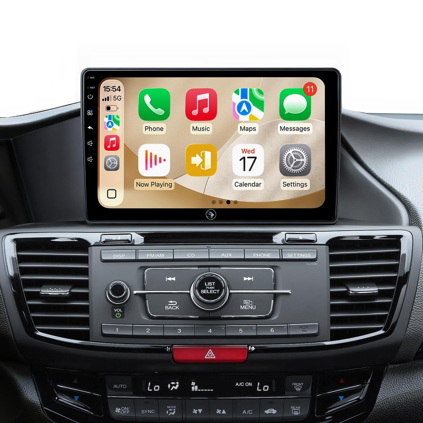 QLED Linux - Estéreo de coche para Honda Accord 2013-2017 (9ª generación) - Actualización de radio automática inalámbrica CarPlay Android, conserva la cámara de visión trasera de fábrica, Bluetooth