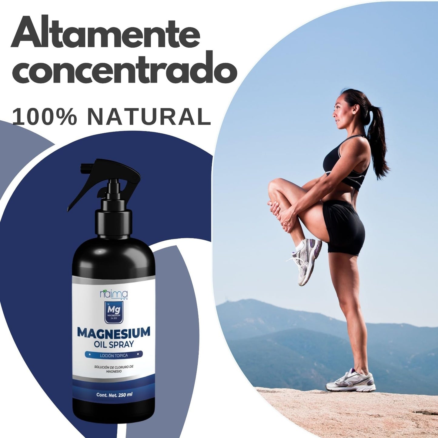 NAIMA, Aceite de Cloruro de Magnesio, 250ml | Ingredientes Naturales, Sin Aditivos | Aplicación Tópica de Alta Absorción | Relajación y Bienestar General | Sensación de Frescura y Vitalidad