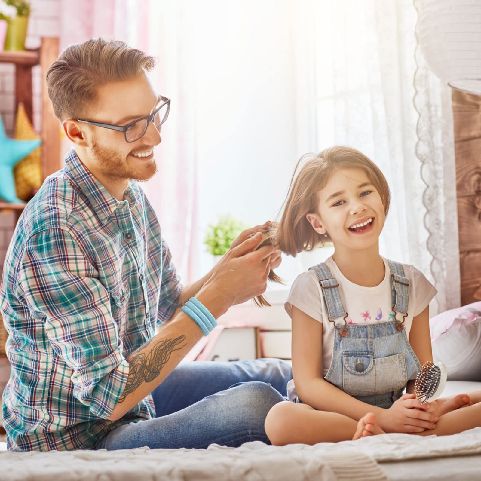 Set de 100 Scrunchies de Algodón para Cabello - Accesorios Elásticos y Coloridos para Coletas y Peinados de Mujer y Niña