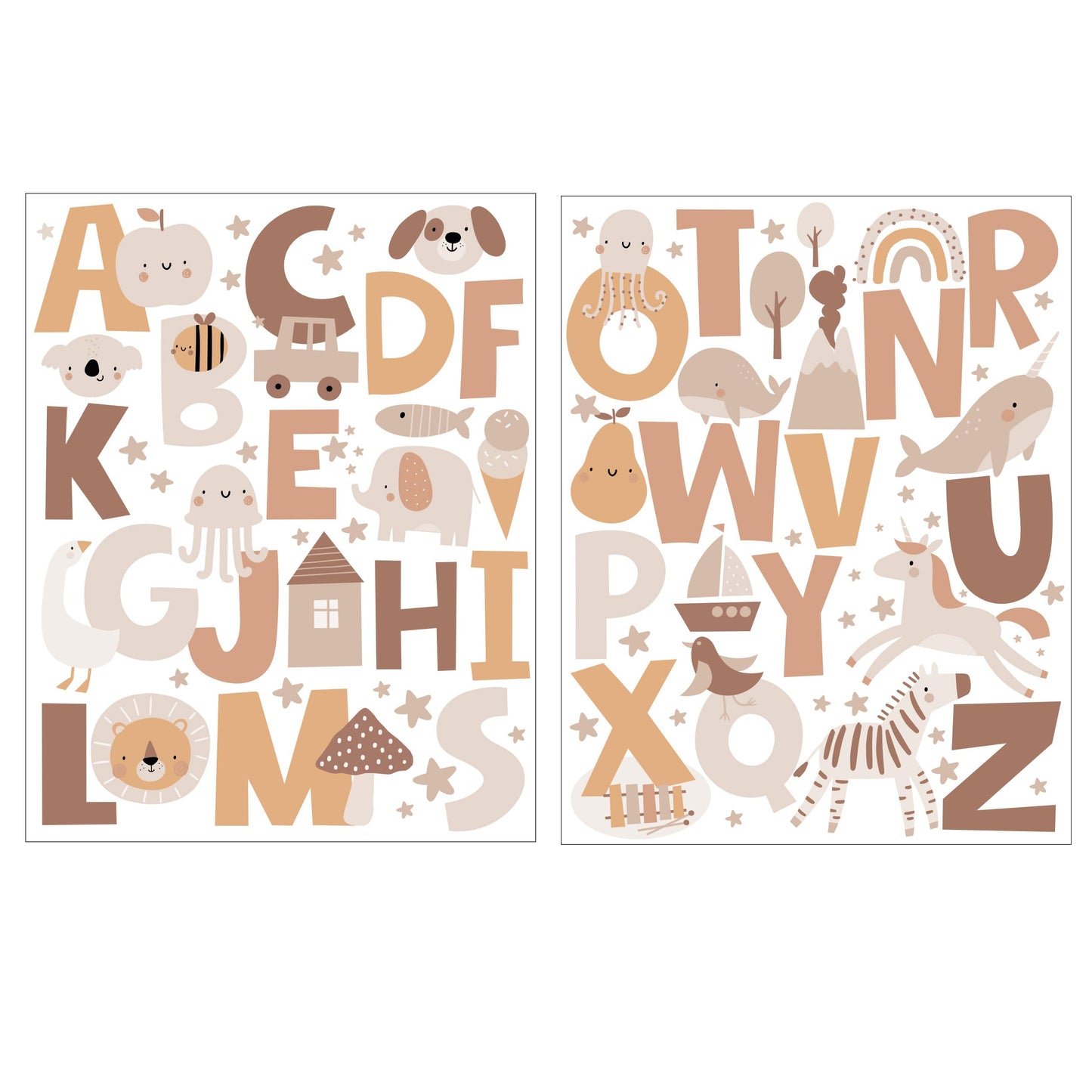 DesignStickers Pegatinas de Alfabeto Bohemio, Calcomanías de Pared Abc para Niños, Calcomanía Decorativa de Pared para Guardería, Calcomanías Educativas Con Letras Despegables Y Adhesivas para Aula [>