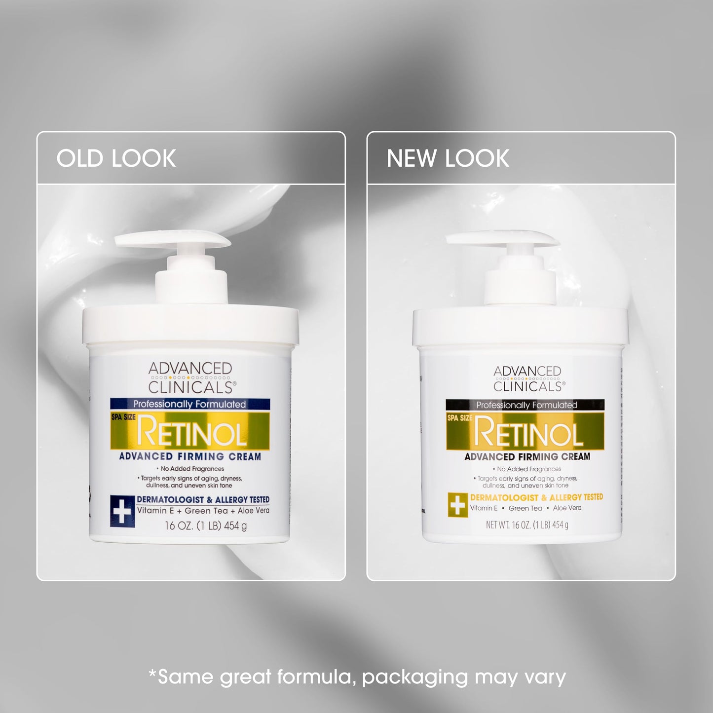 Set de Valor Advanced Clinicals Retinol Cream con 2 Botellas de 16oz y Bomba. Crema Antiarrugas con Retinol y Antioxidantes. Firmeza definitiva para Rostro, Cuello, Manos y Cuerpo. ¡Potencia tu piel hoy!
