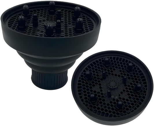 Calmind Difusor Plegable de Secadora - Difusor Universal para Secadores de Pelo y Rizadores, para Rizos Perfectos, High temperature Anti-Frizz Styling Accesories 40-45 mm Color Negro