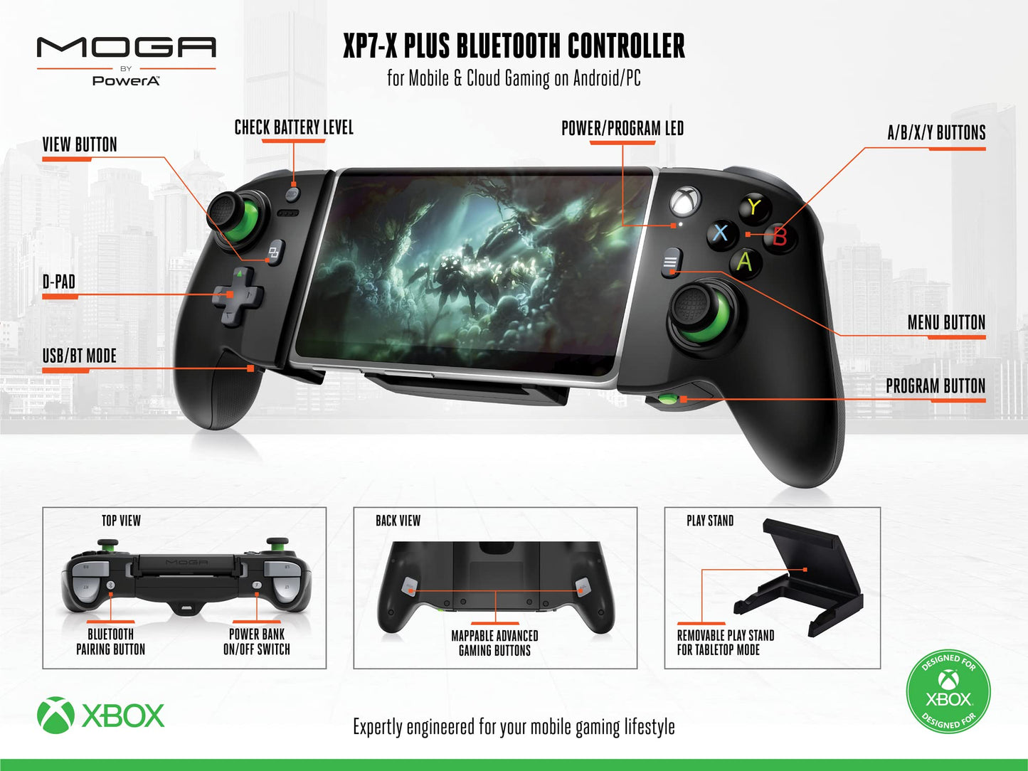 Control Bluetooth PowerA MOGA XP7-X Plus para Smartphone y Juego en la Nube en Android/PC