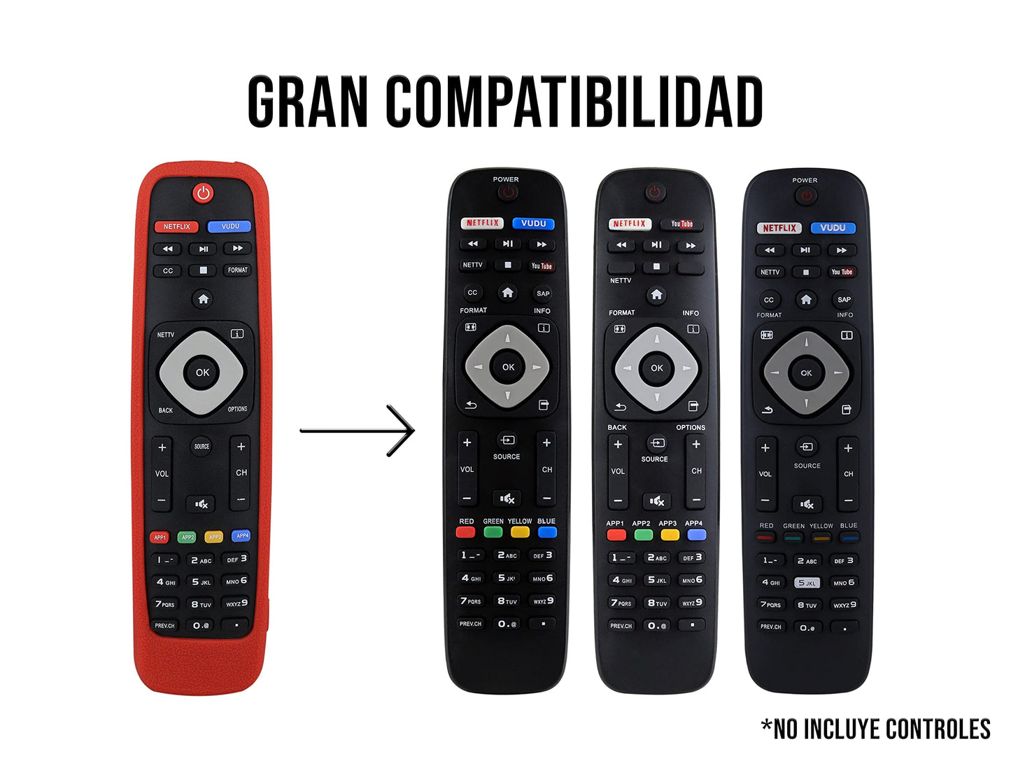 Funda para Control Philips Smart TV 4k Silicon (Rojo)