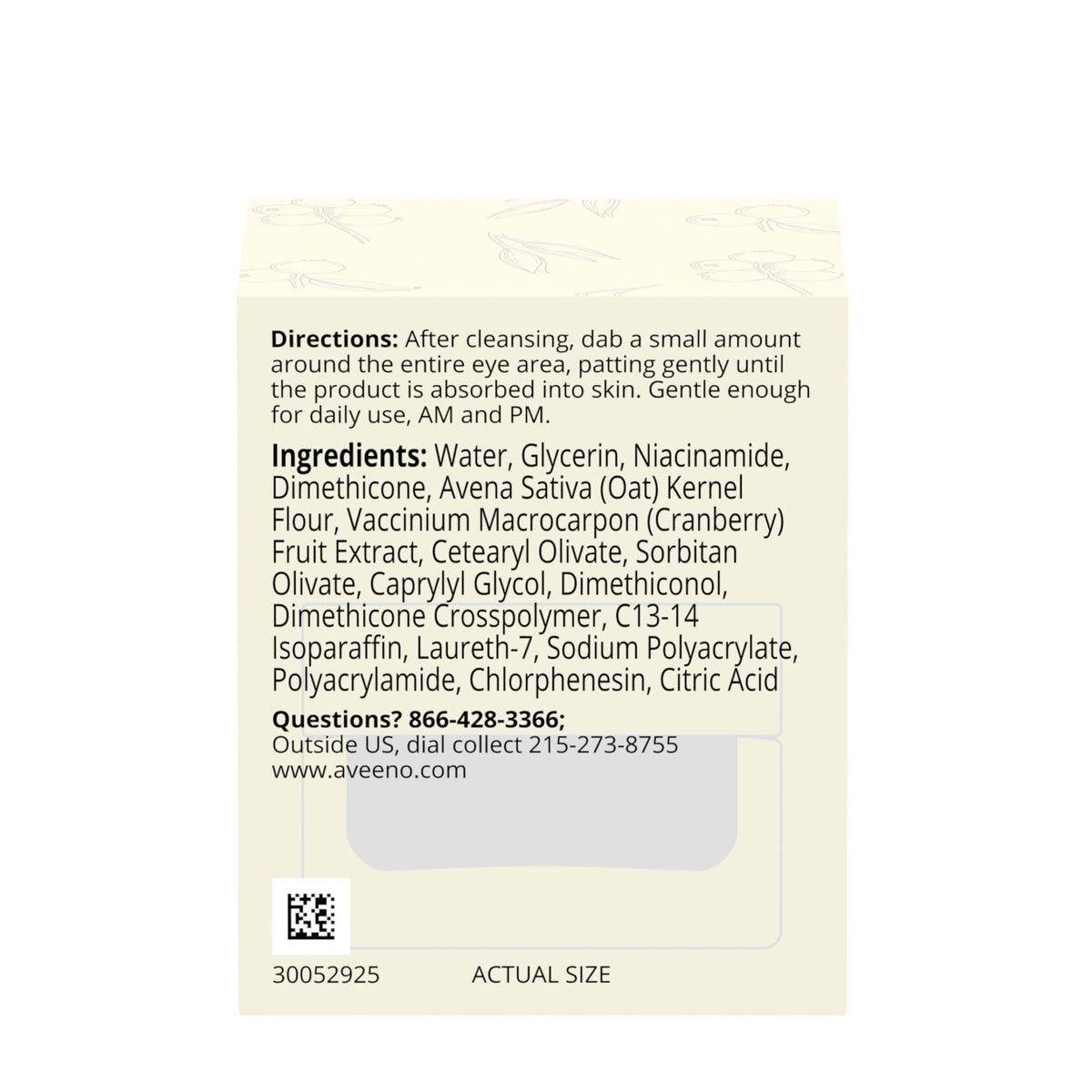 Aveeno Gel Antiedad Para Ojos Calm + Restore Age Renewal Crema Para El Contorno De Ojos Con Extracto Nutritivo De Avena Y Arándano Que Mejora Visiblemente El Aspecto De Arrugas Y Patas De Ga