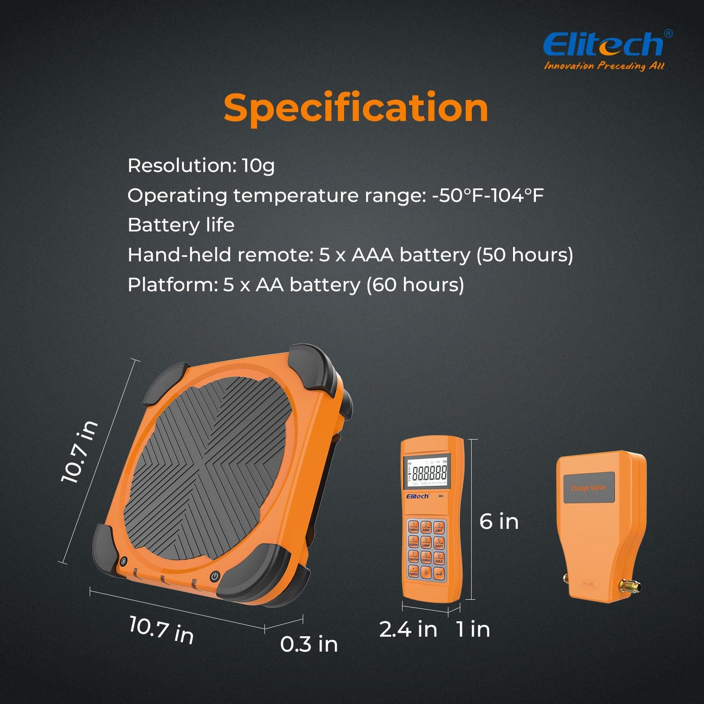 Elitech LMC-310A Báscula Electrónica Refrigerante, HVAC y AC Automatizada con Monitor Portátil y Monitor de LCD, la Medida Más Pesada 100KG