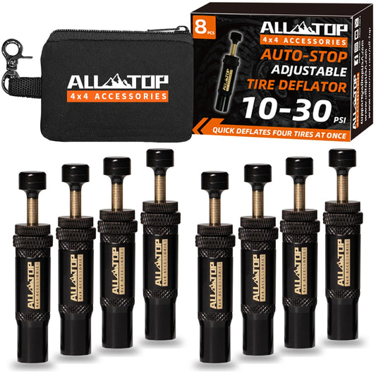 Kit de Válvula de Desinflador de Neumáticos ALL Ajustable para Todoterreno 4x4 10-30 PSI Plateado con Herramientas de Aire 8 Piezas