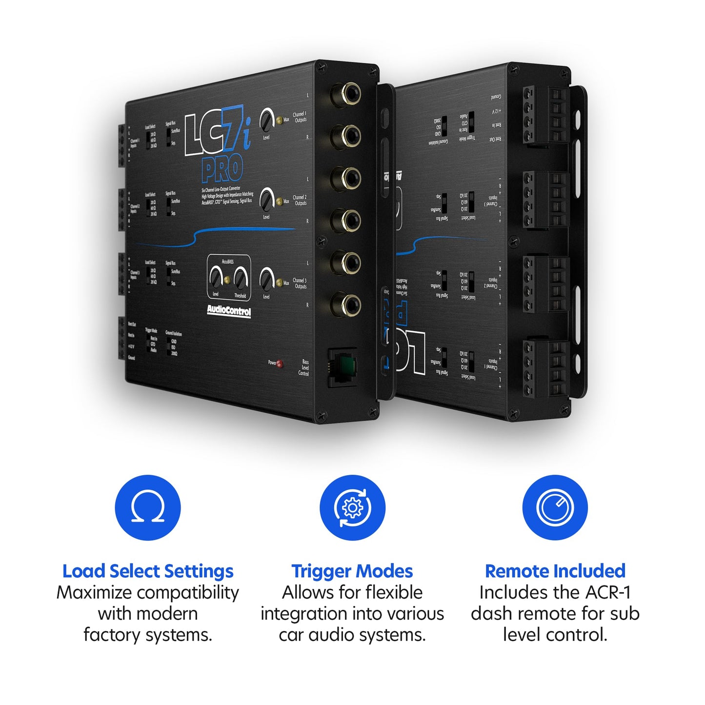 Convertidor de Línea de Seis Canales AudioControl LC7iPRO Negro con Accubass y Control Remoto ACR-1 Incluido