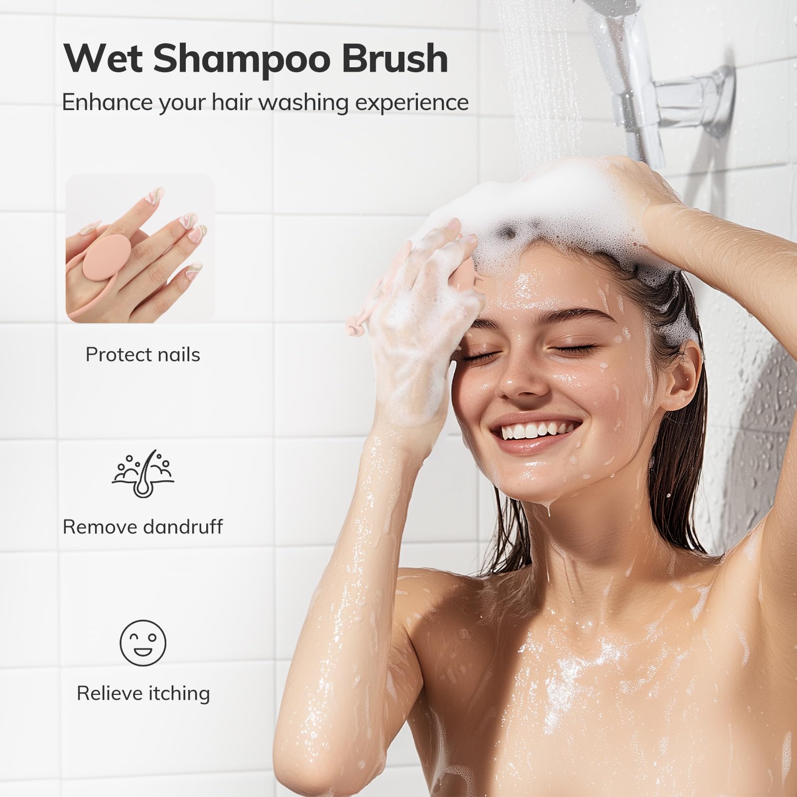 Sndyi Cepillo Champú Masajeador del Cuero Cabelludo de Silicona, Cepillo Exfoliante del Cuero Cabelludo para la Eliminación de la Caspa, Cepillo para el Crecimiento del Cabello (Rosado)