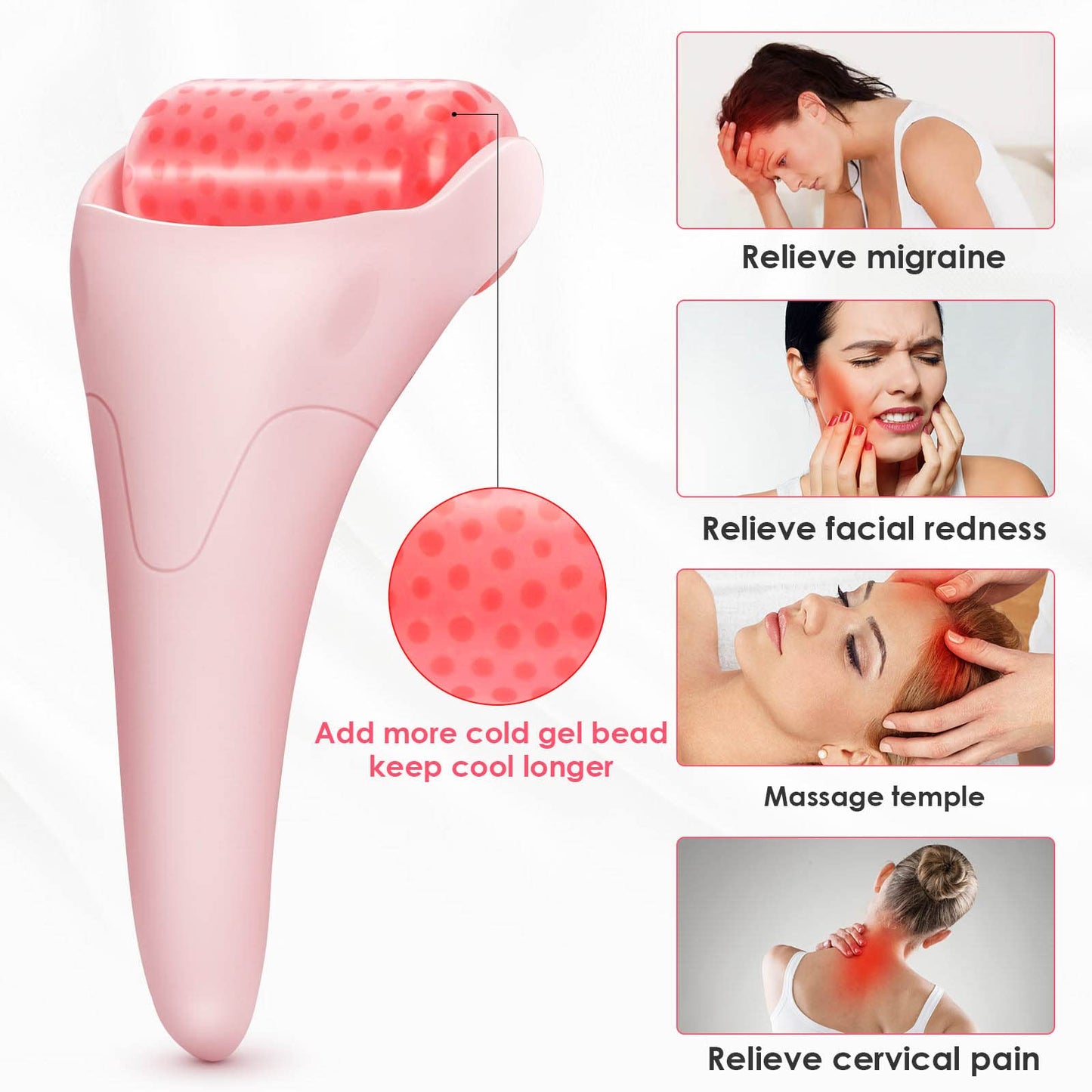 WEEGEEKS Rodillo de hielo y molde de hielo para herramientas de masaje facial, kit de cuidado de la piel con rodillo facial de hielo, molde de hielo facial, diadema de spa, herramienta Gua Sha, hermosa bolsa de embrague incluida