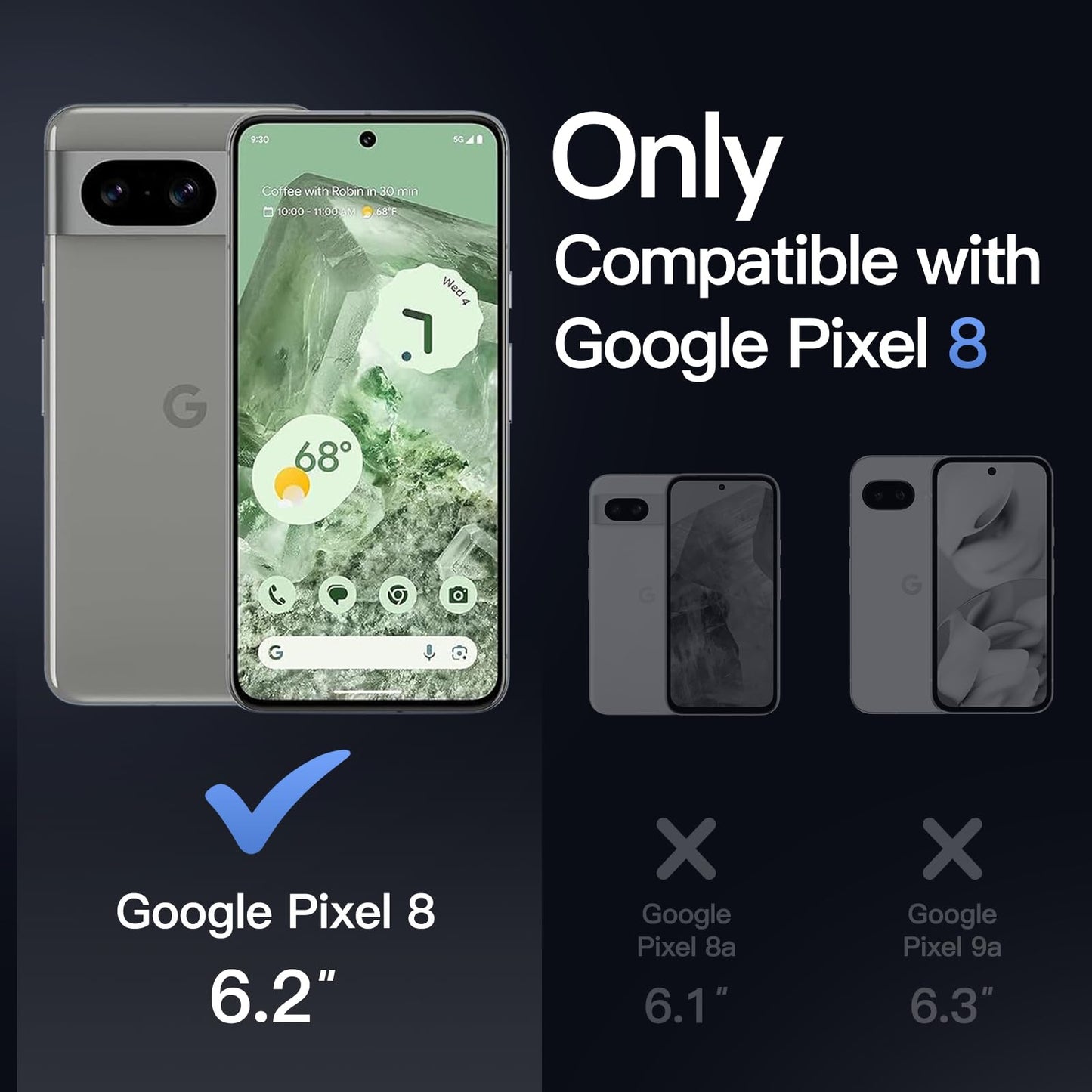 JETech Funda Mate para Google Pixel 8 6.2 Pulgadas 2023, Carcasa Protectora Fina Trasera Translúcida Esmerilada, Antihuellas (Hazel)