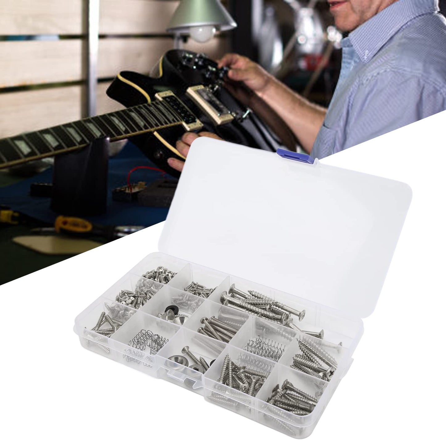 Shanrya Tornillos Reemplazo de Resorte, Kit de Tornillos para Guitarra eléctrica Rosca estándar Alta dureza para reparación de Instrumentos Musicales(Plata)