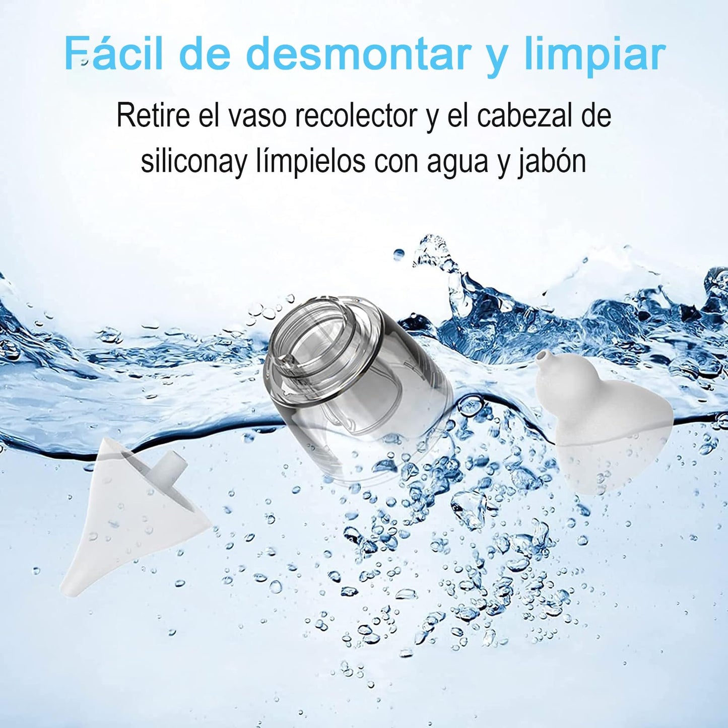 GQVOSXC Limpiador Nasal Eléctrico para Bebés, Saca Mocos para Bebe con Carga USB, Extractor de Mocos para Bebe con 2 Cabezales de Silicona, 3 Niveles de Succión Ajustables, Música y Calmante Ligera