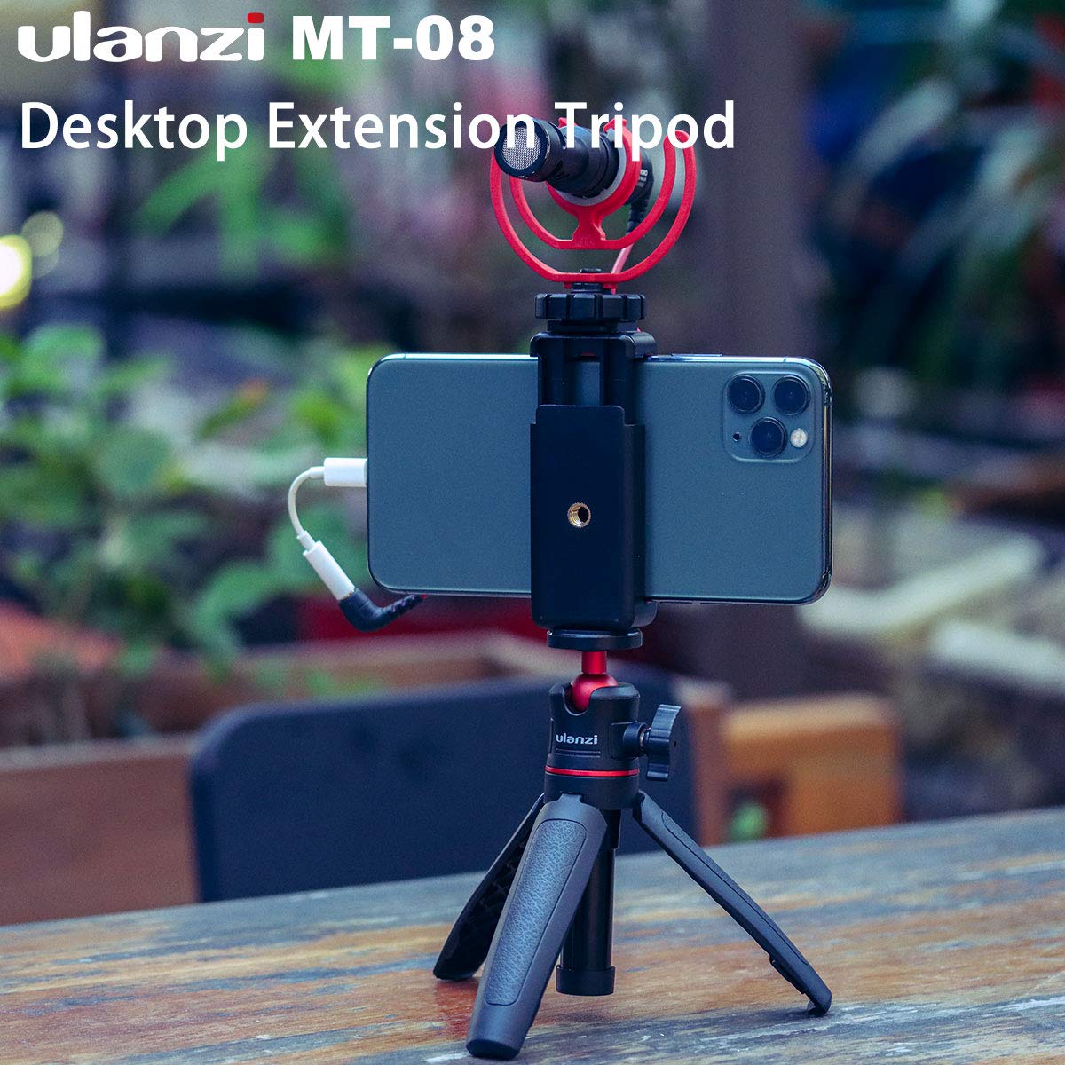 ULANZI MT-08 Extension Vlog Tripod Stand Handle Grip para iPhone 11 Pro MAX Samsung OnePlus Google Smartphone Canon G7X Mark III Sony RX100 VII A6400 A6600 Cámaras compactas Vlogging