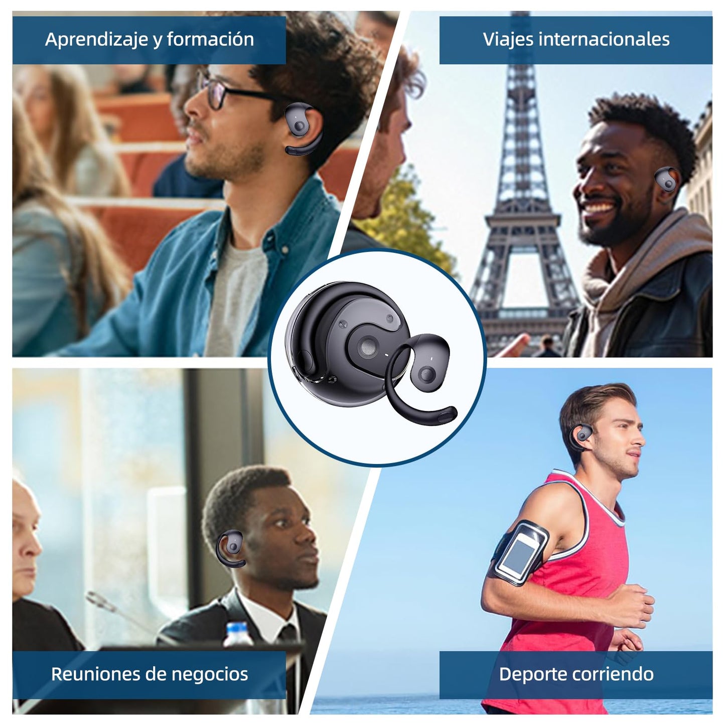 BTOOTB Traductor de Idiomas en Tiempo Real, Audifonos Traductores de Idiomas, Equipado con Aplicación AI, Compatible con 144 Idiomas, Dispositivo Traductor Portátil, Sonido Estéreo de Alta Fidelidad