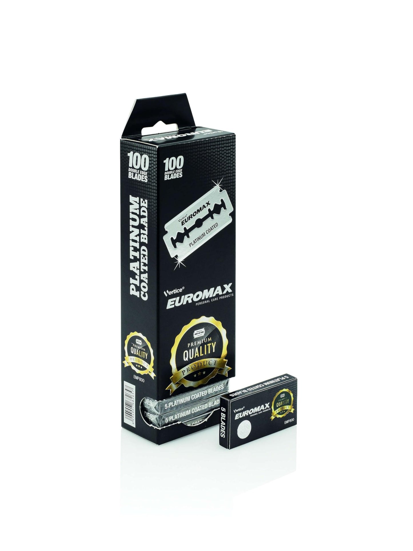 Euromax Cuchillas de afeitar de doble filo de acero japonés con revestimiento de platino, 100 cuchillas