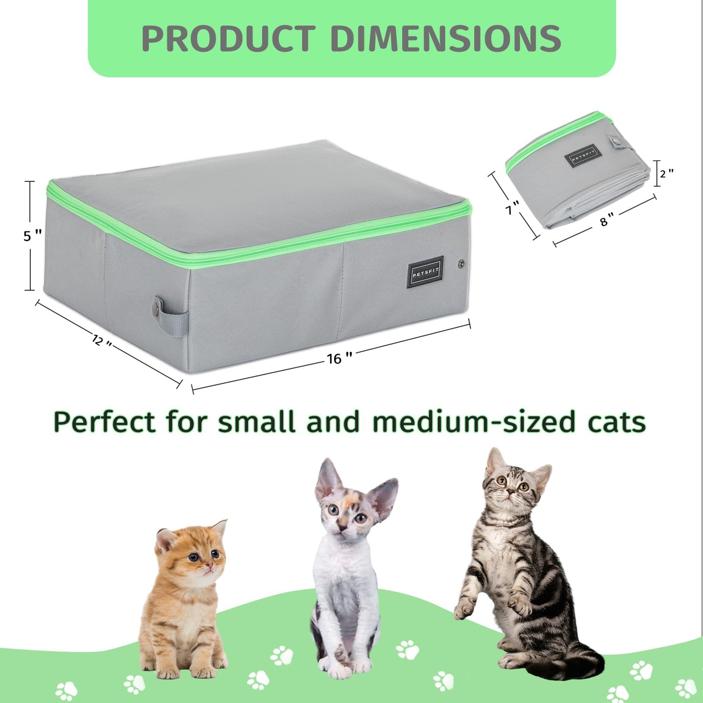 Caja de Arena Portátil Petsfit Gris Diseño Plegable Anti-Fugas para Gatos Adultos