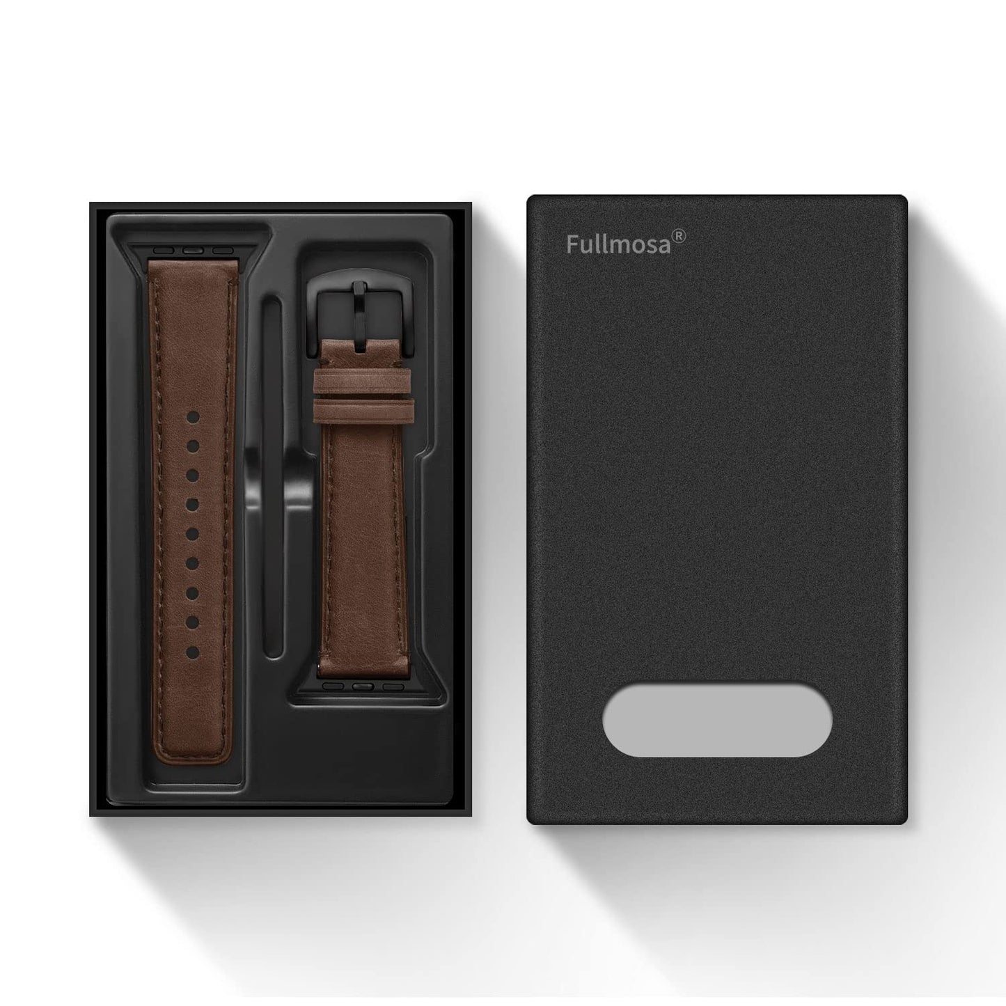 Fullmosa Correa Apple Watch Ultra 49mm (Series 7/8 con 45mm Series SE/6/5/4 con 44mm, Series 3/2/1 con 42mm Yola Serie Pulsera de Piel Cuero Bruñida para iWatch, Marrón Oscuro + Hebilla Gris