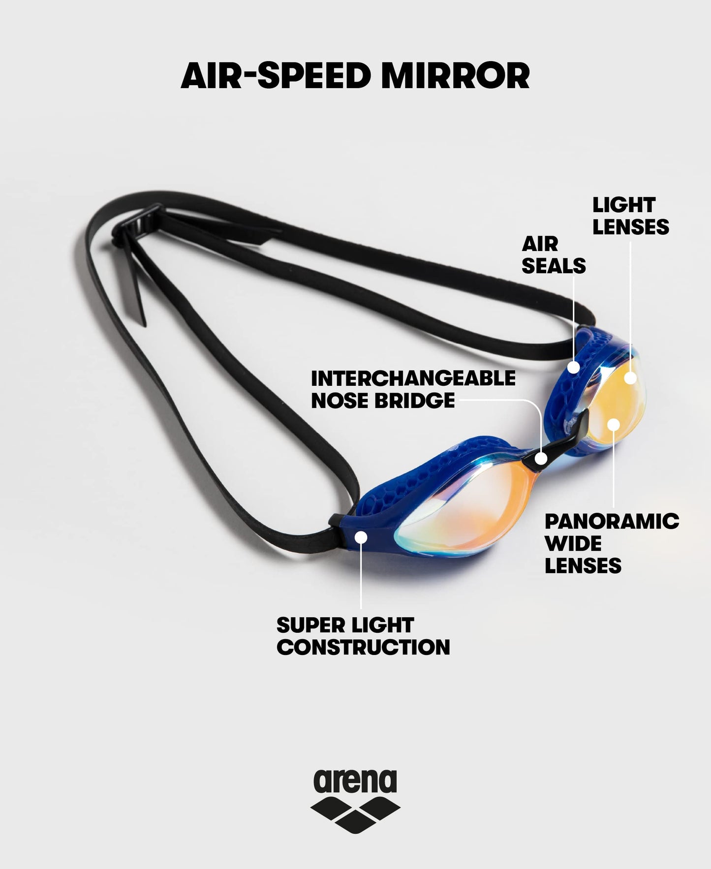 Arena 003151-206-UNITALLA Goggles, Air-Speed Mirror, Amarillo/Blanco, Unitalla