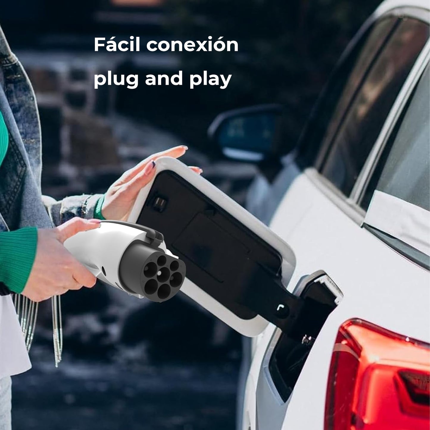 Adaptador EV YIYAHA Blanco Convertidor de Carga 7KW 32A Compatible con BYD JAC y Conector GB/T con Bloqueo de Seguridad para Auto Eléctrico