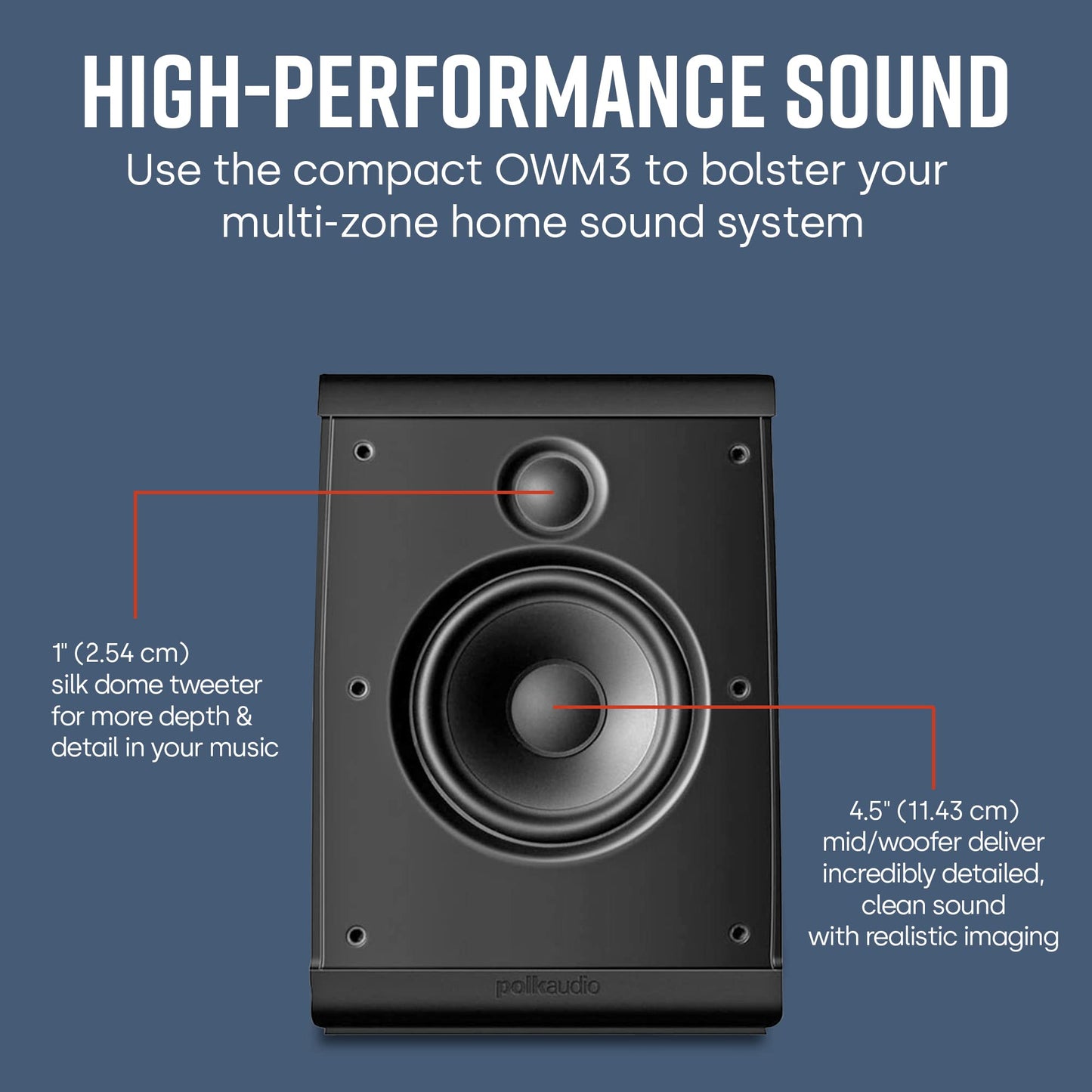 Polk Audio OWM3 ON-WALL altavoz (Negro), Negro