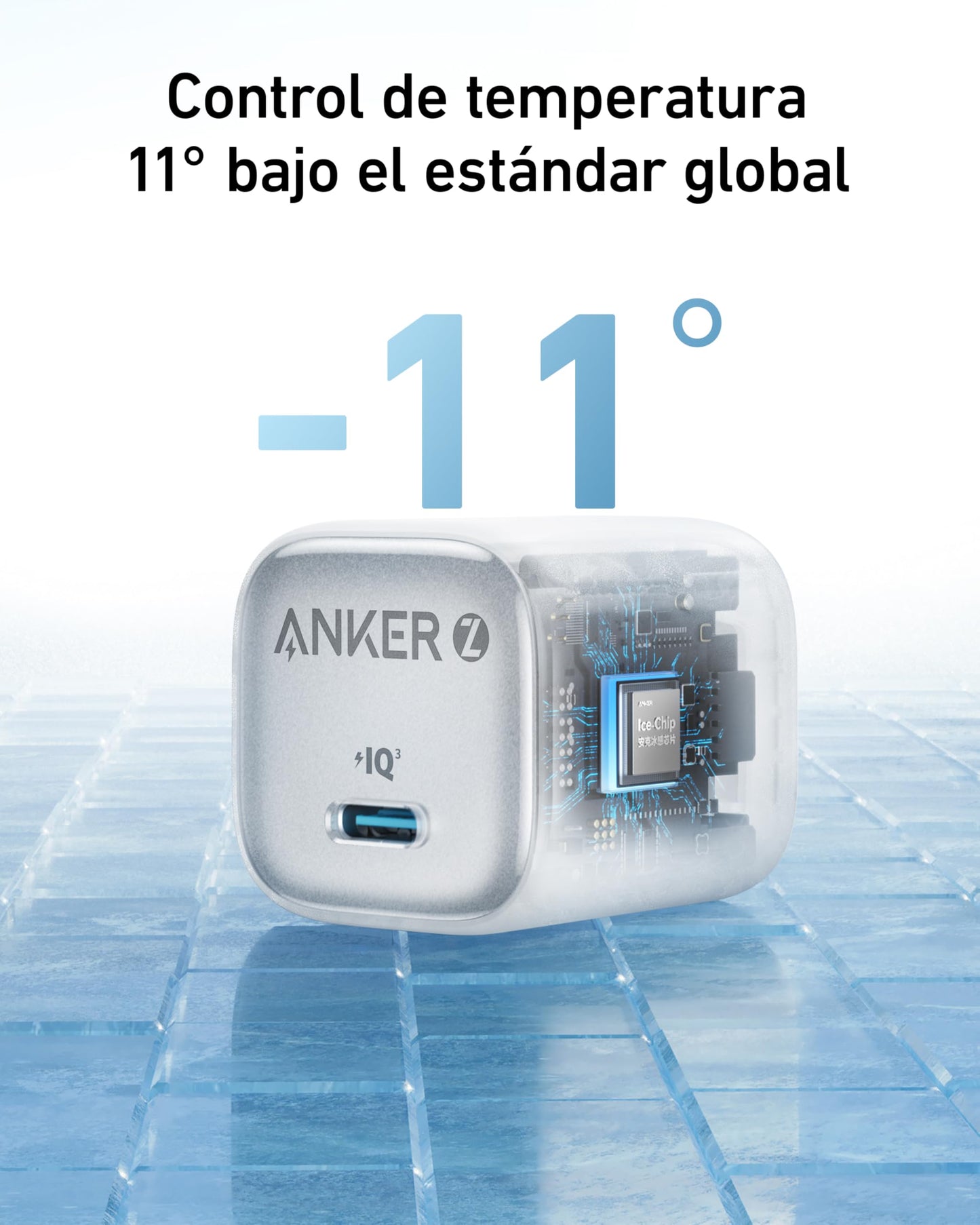 Anker 30W Hielo Cargador Rápido, Control de Temperatura Avanzado, Diseño Compacto 59% Más Pequeño, Compatible con iPhone y Samsung y Otros Dispositivos, USB C Tipo, 2 Colores