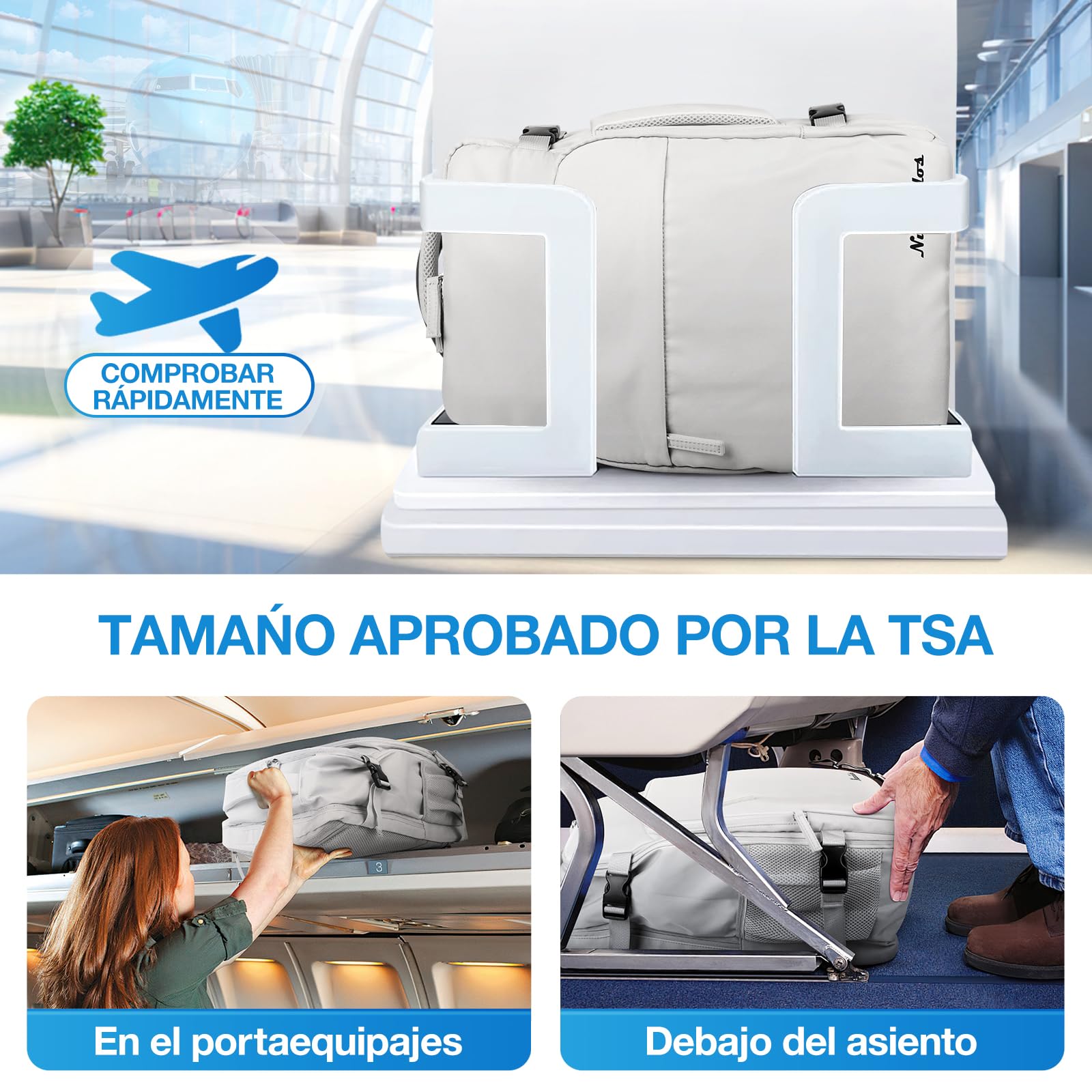 Mochila de Viaje Unisex Gris Impermeable con Compartimentos para Objetos Secos y Húmedos