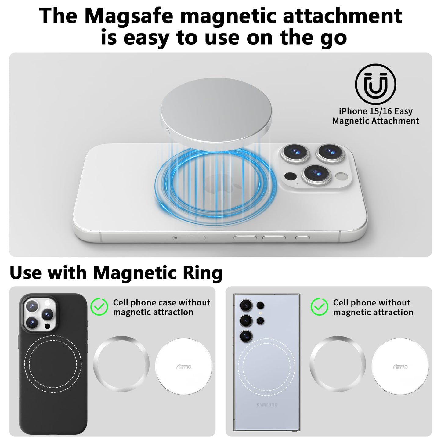 Disco Duro Portátil Aiffro PSSD 1 TB Magnético para iPhone MagSafe con Alta Velocidad 2000 MB/s y Conectividad USB-C 3.2 Gen 2x2 20 Gbps