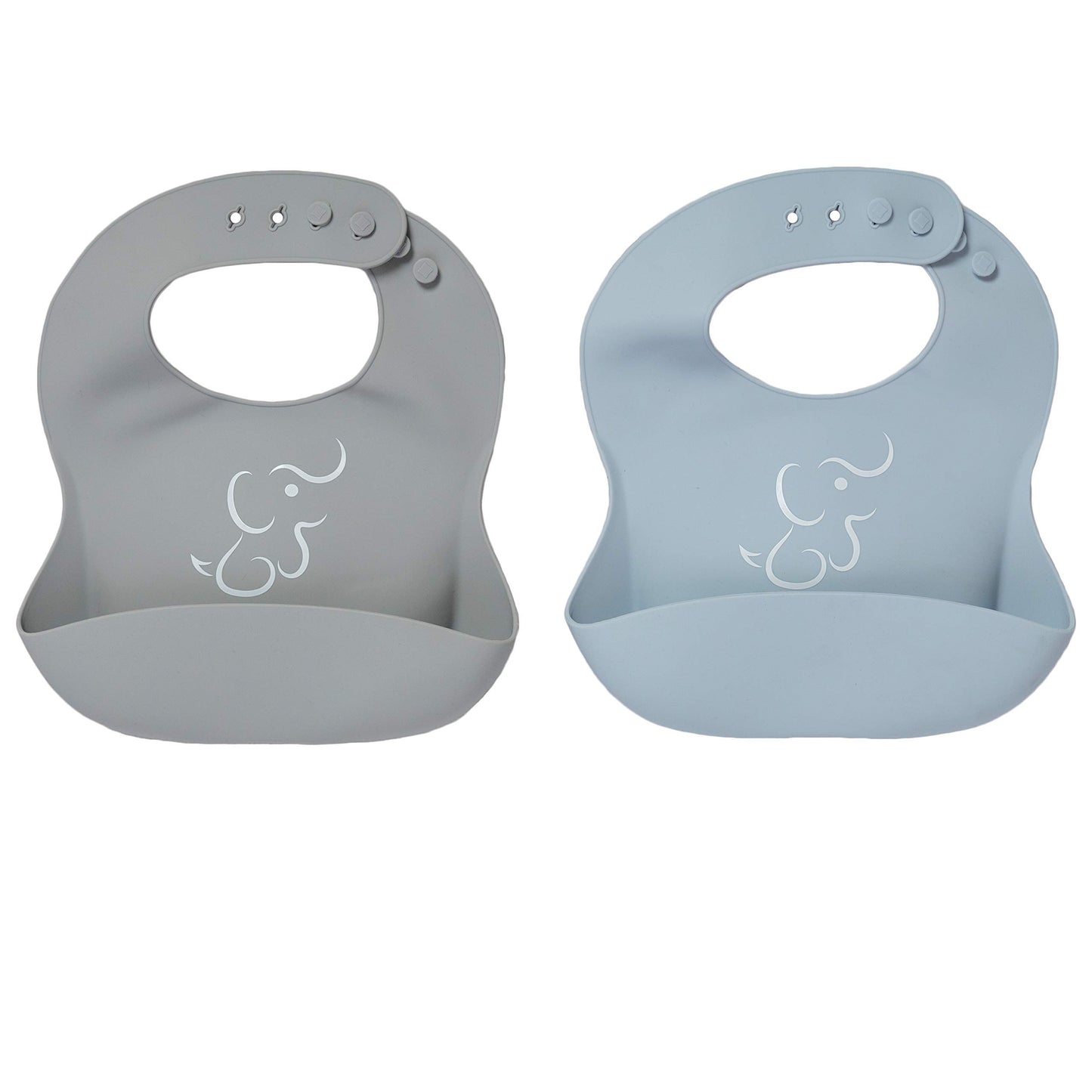 Baberos de Silicón PAPU BABY Gris Azul Impermeables para Bebé