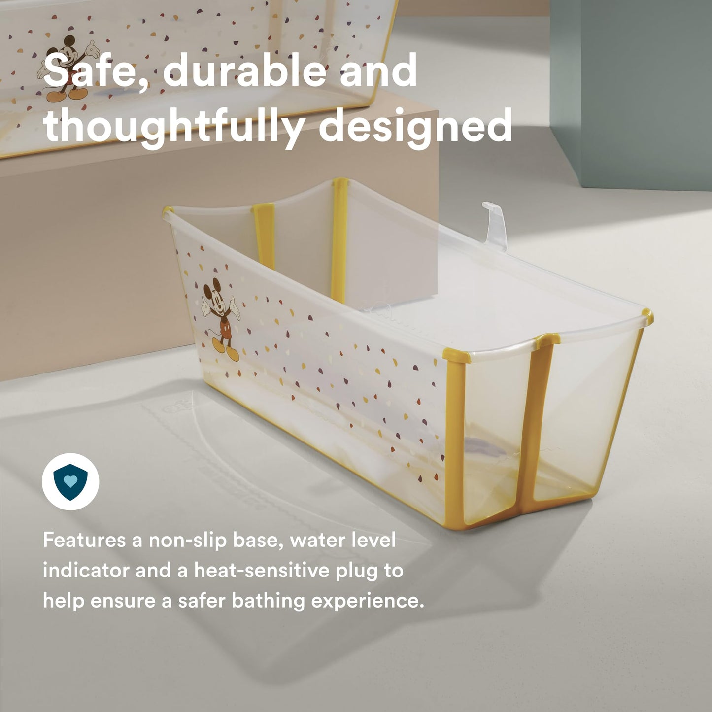 Stokke Flexi Bath, Mickey Celebration - Bañera plegable para bebé - Ligera, duradera y fácil de guardar - Práctica para usar en casa o de viaje - Para recién nacidos y bebes