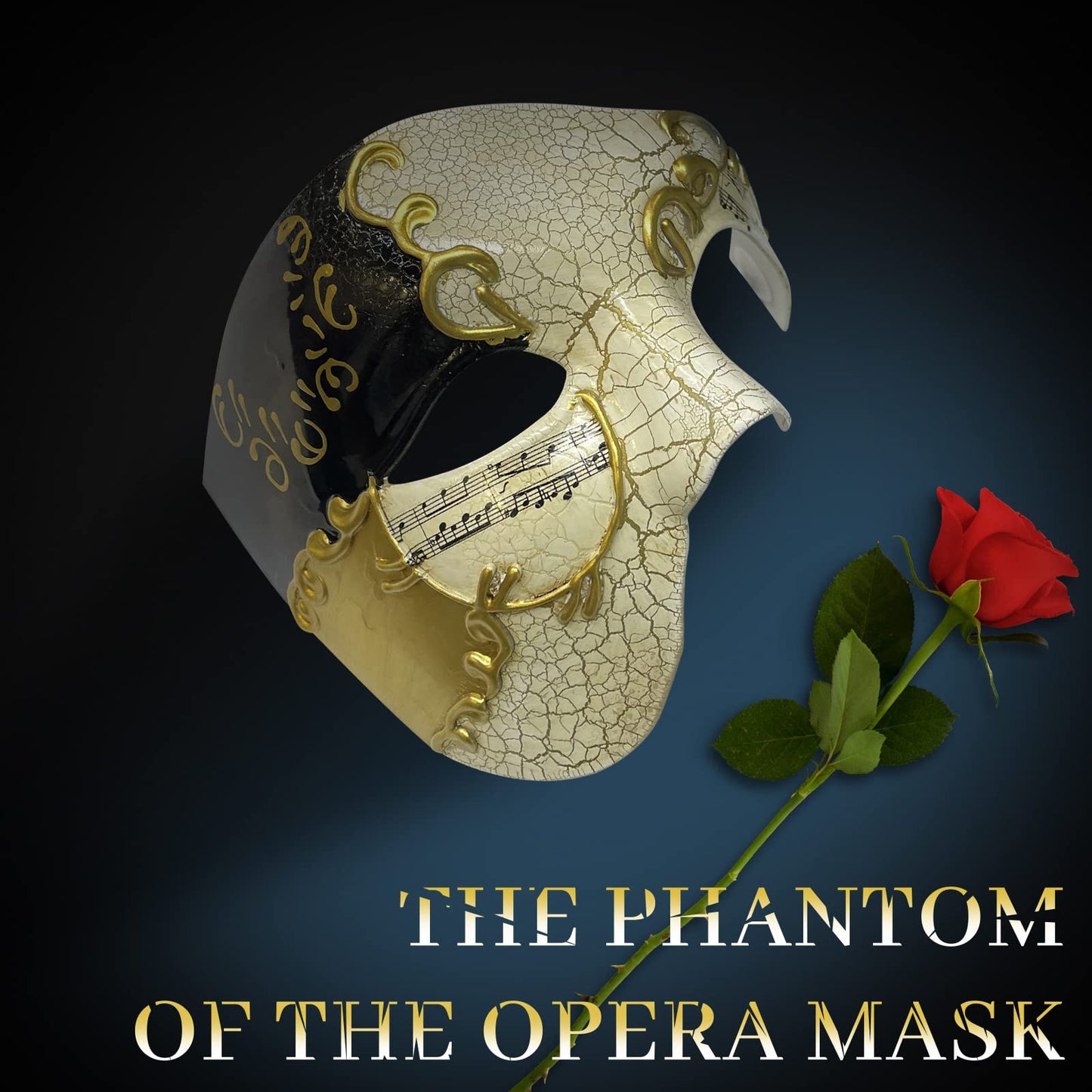 IncreDecor Máscara de mascarada para hombres Phantom of The Opera con lazo, máscaras venecianas para fiesta de Halloween (negro)