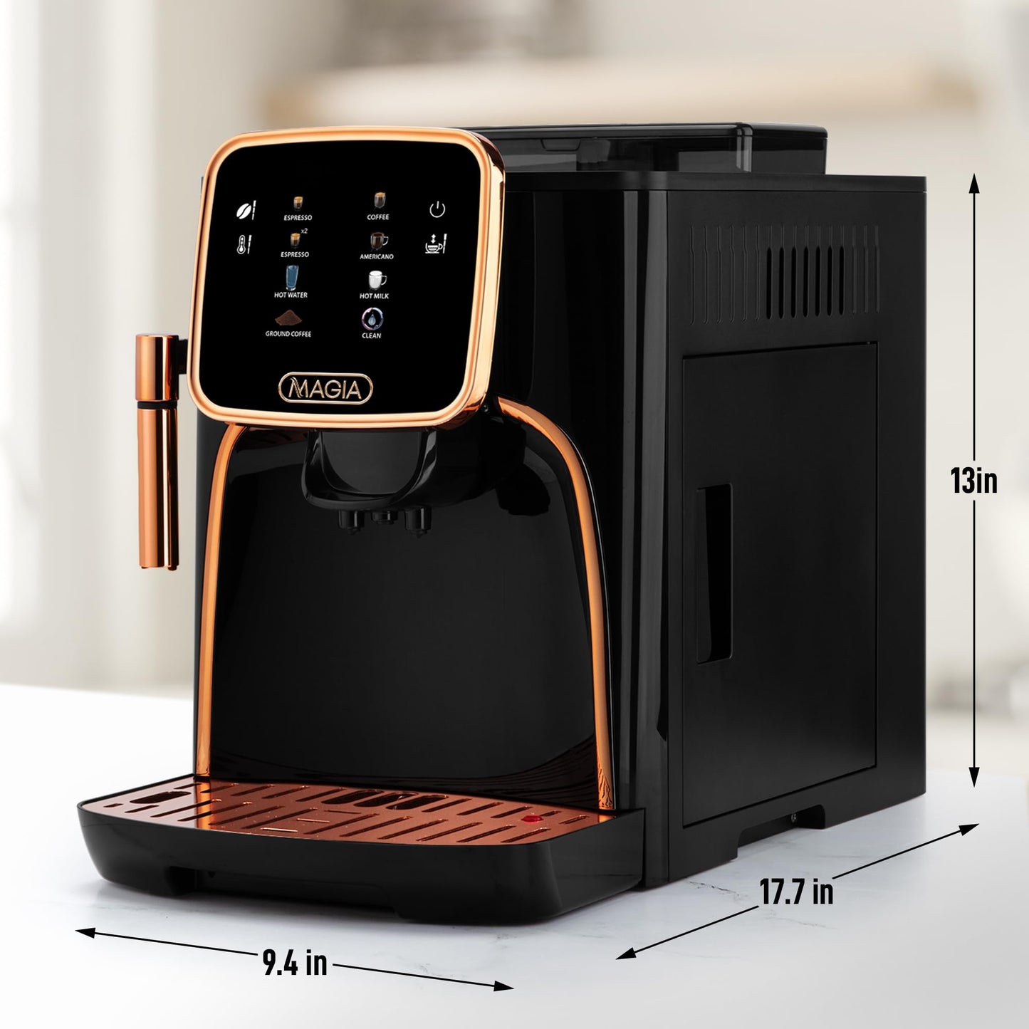 Máquina de Café Espresso Zulay Kitchen Negra con Pantalla Táctil y Molinillo Automático