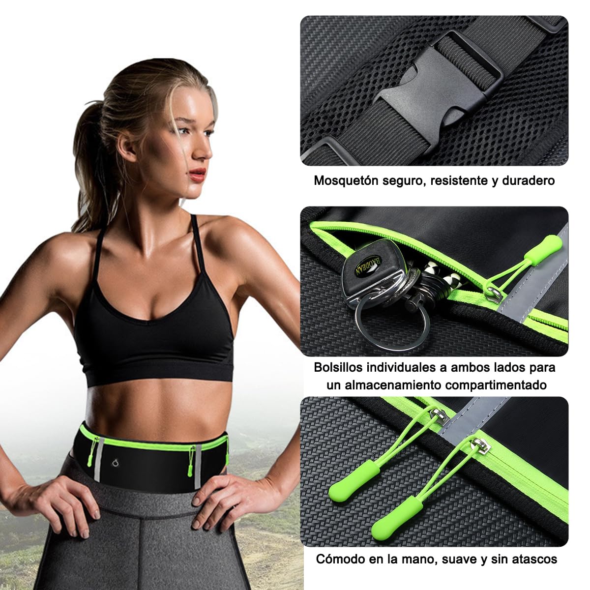 CHENGBAO Cangurera Hombre,Portátil Para Correr Cangurera Mujer,Impermeable Riñonera Hombre,Con Botella de Agua Cangurera Para Correr(Actualizar gris negro)