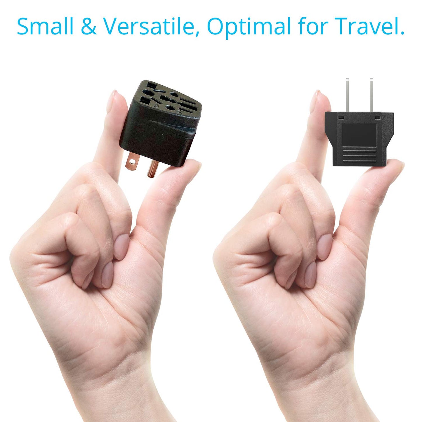 Adaptadores de Enchufe Unidapt Negro Multiuso para Viaje a EE. UU. y México