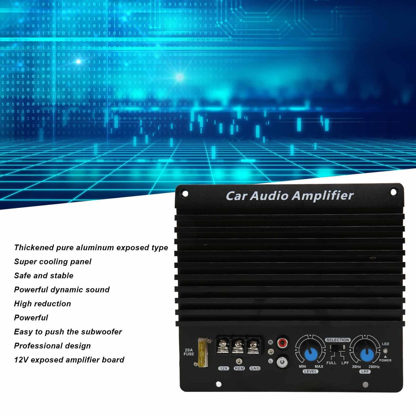 Amplificador de Placa de Subwoofer para Automóvil Ultradelgada 12V 300W para Vehículo