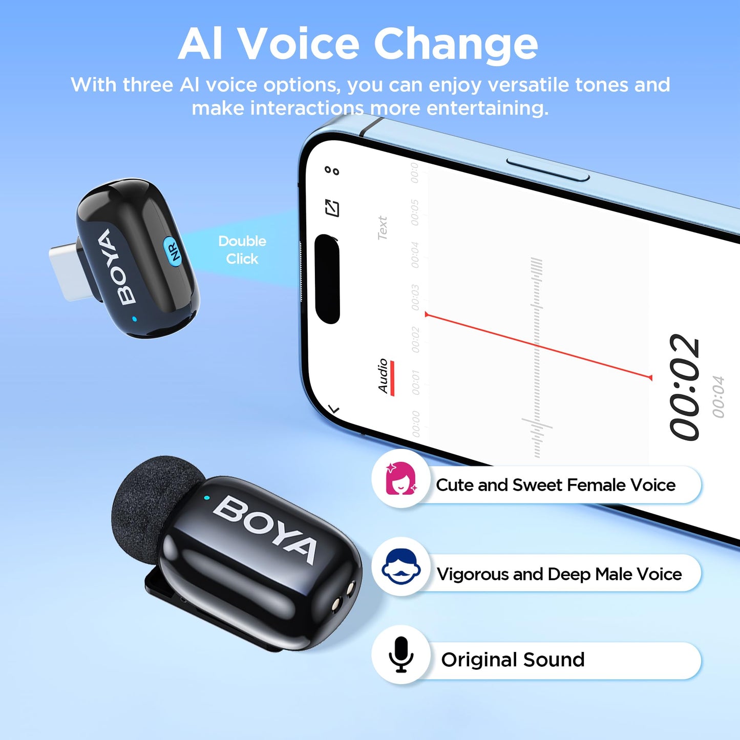 BOYA Mini 17 Micrófono de Solapa inalámbrico Profesional para teléfonos Android y portátiles Puerto Type-c para Vlogging, Podcasting, Blogging, Youtube Live Streaming Negro