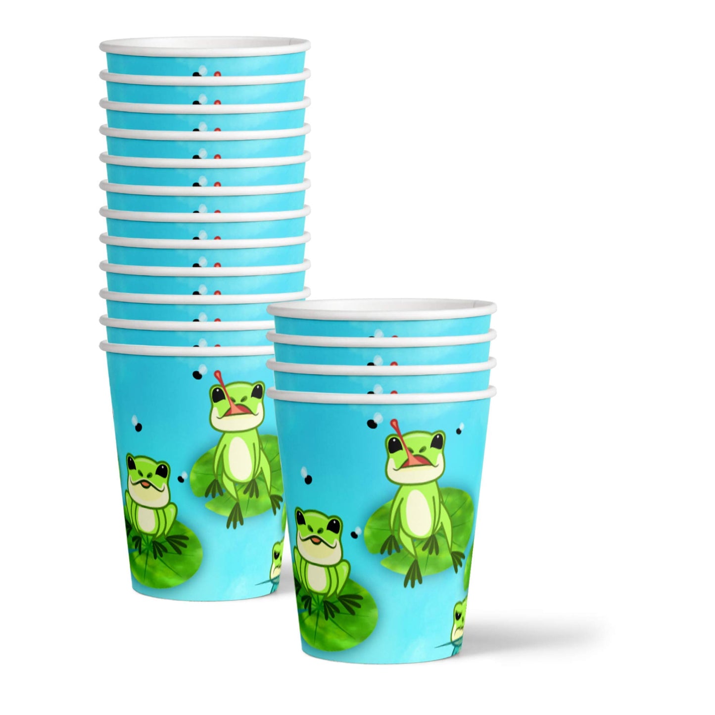 Juego de suministros para fiesta de cumpleaños de rana, platos, servilletas, tazas, vajilla para 16