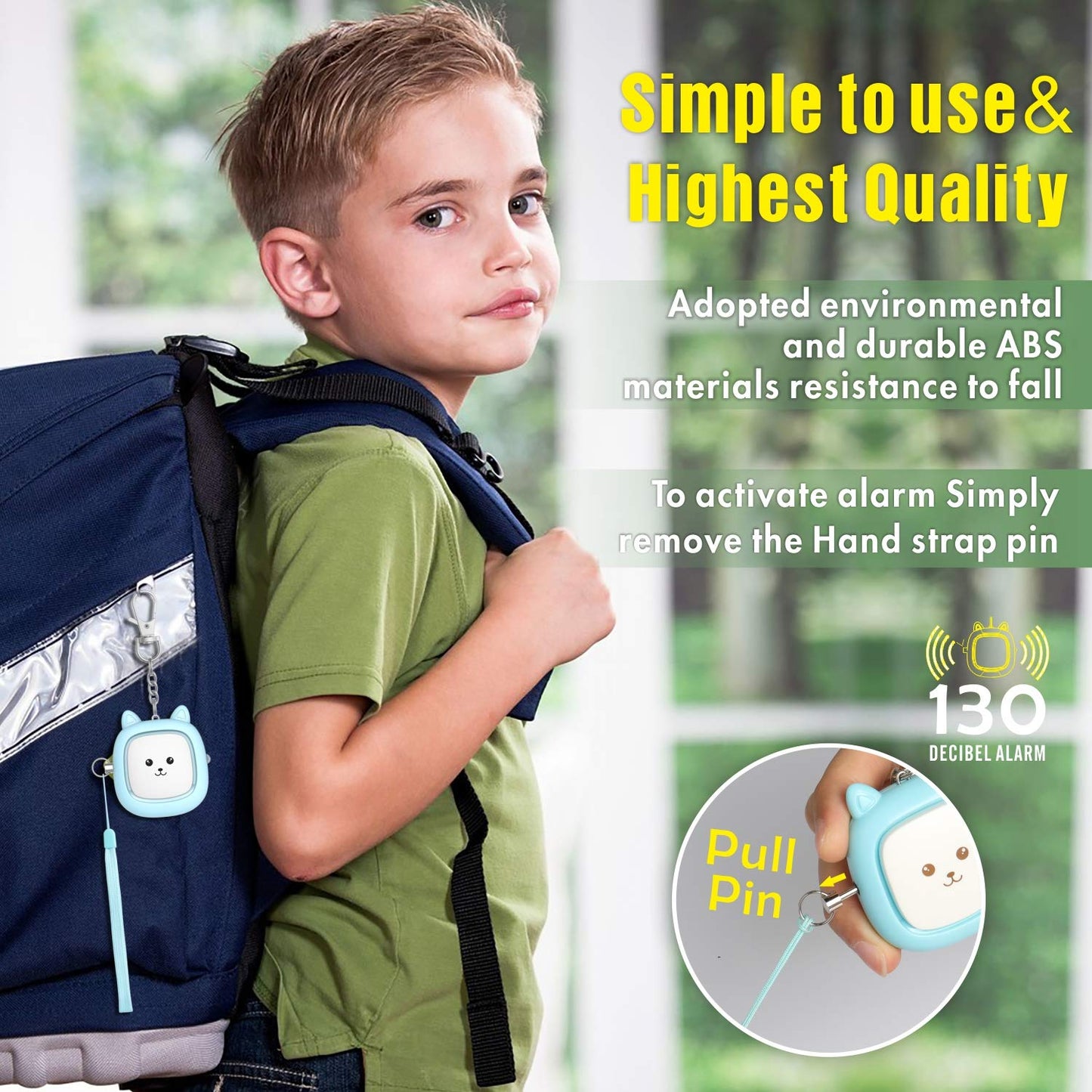Alarma Personal VIGOROAD 130 dB con Luz LED para Seguridad de Emergencia