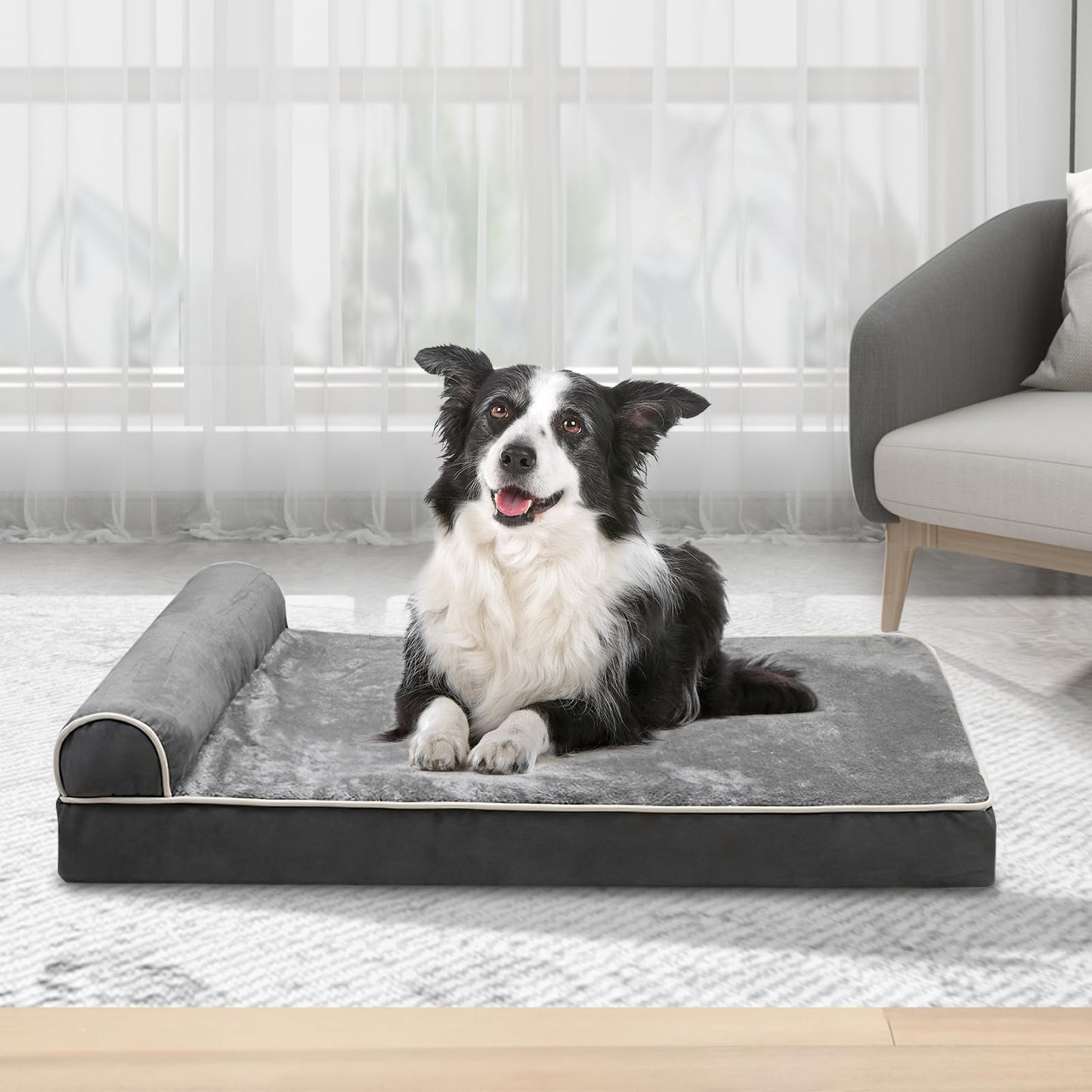 Cama Ortopédica para Perros Grande,100cm*60cm,Cama para Perro con Espuma Viscoelástica de Recuperación Lenta y Funda extraíble y Suave Piel sintética,Fondo Antideslizante