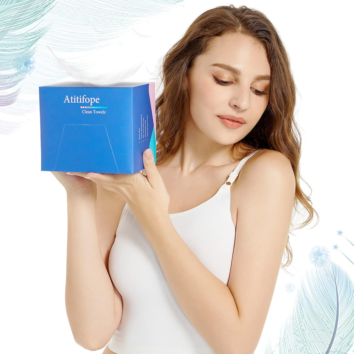 Atitifope Toallas faciales removedor de maquillaje, 100% biodegradables, paños de limpieza en seco (100 unidades (2 cajas)