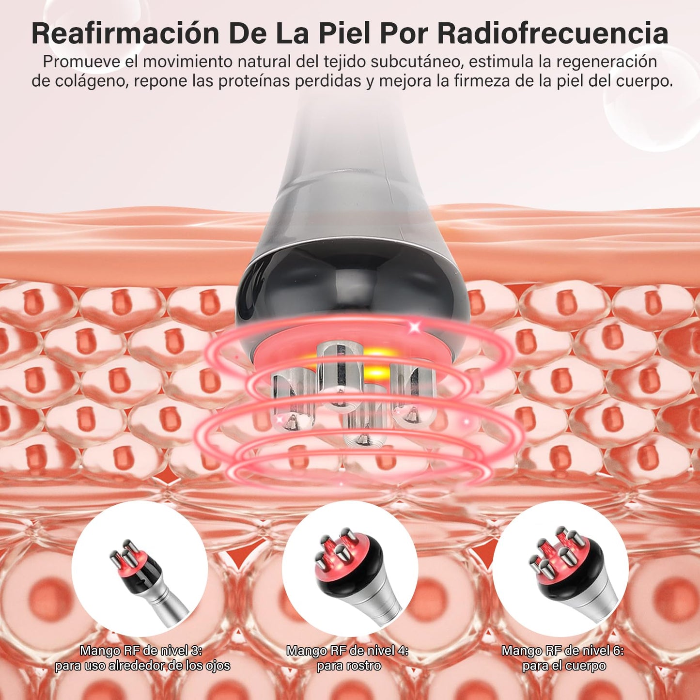 Máquina de Cavitación, 6 En 1 Máquina de Belleza de Chorro Grasa Multipolar 40K, Masajeador de Belleza Multifuncional para Cuerpo y Rostro, Adecuado para Cuello, Cintura, Muslos y Glúteos