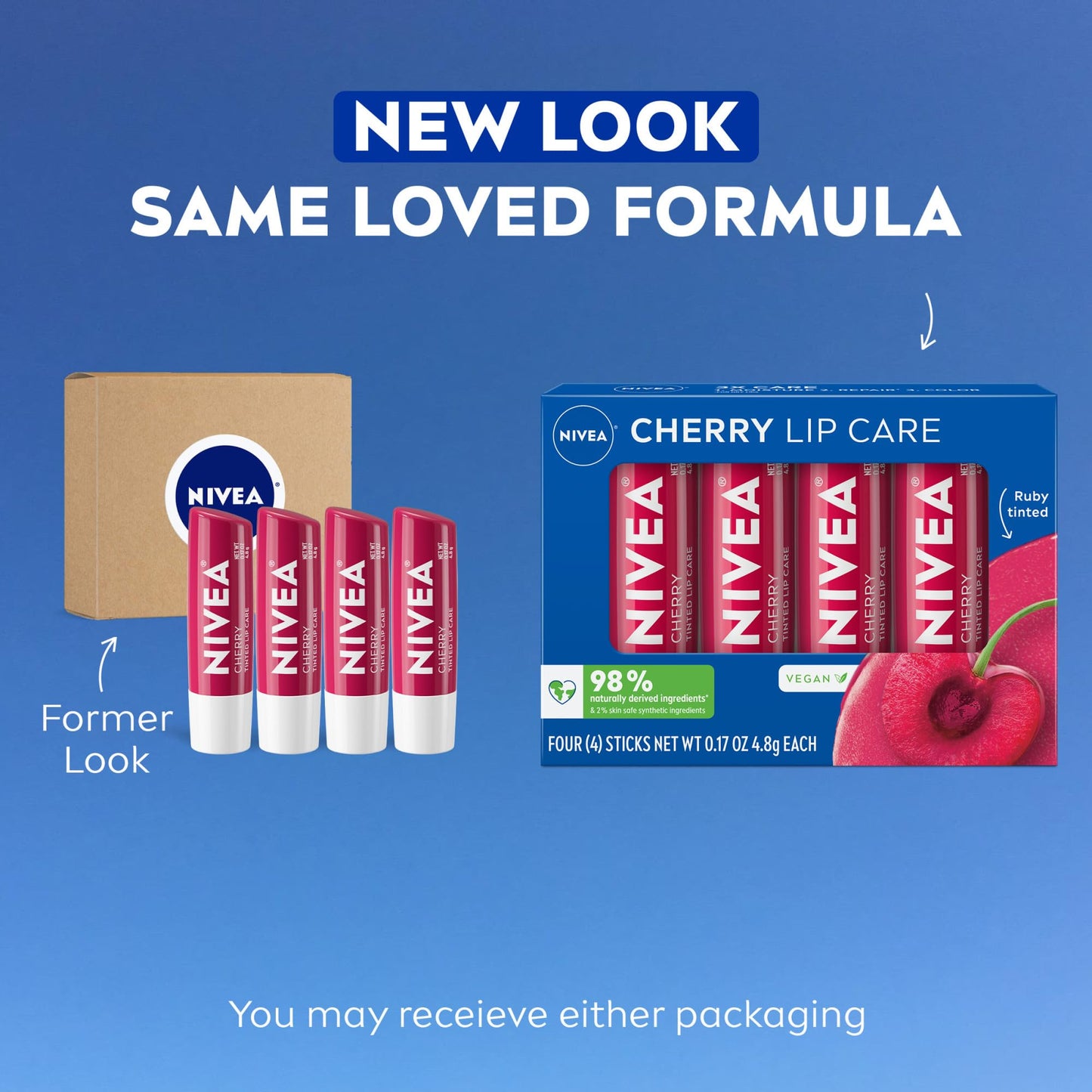 Bálsamo Labial NIVEA Cherry Tintado para Labios Hermosos y Suaves Pack 4 Pieza