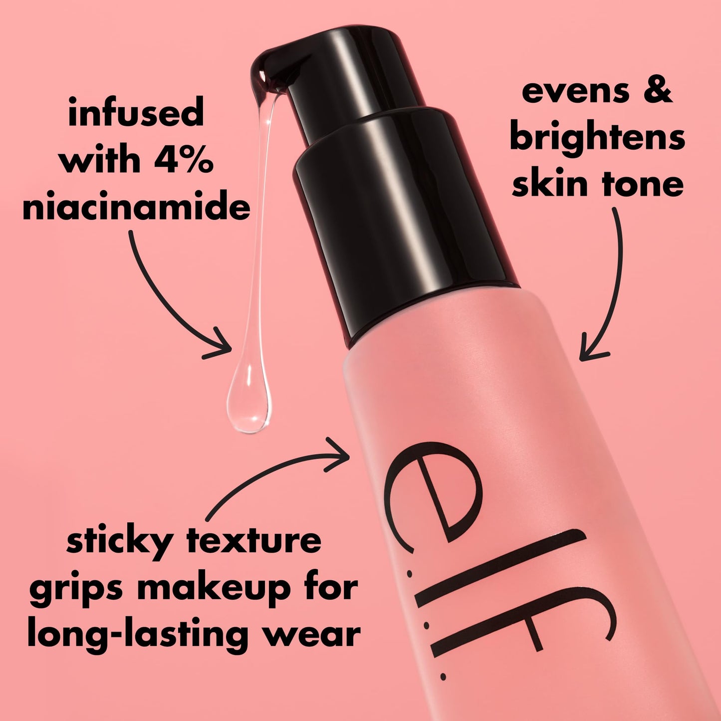 E.l.f. - Prebase Power Grip con 4% de niacinamida, base facial hidratante y a base de gel, unifica la piel e ilumina, agarra el maquillaje, vegana y libre de crueldad animal, 0.811 onzas líquidas