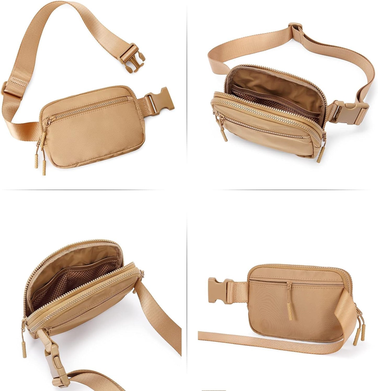 CXJYSD Riñonera de moda casual para hombres y mujeres,correa de hombro ajustable multifuncional,bolso cruzado con 4 bolsillos con cremallera, adecuado para hacer ejercicio,correr (marrón-02)